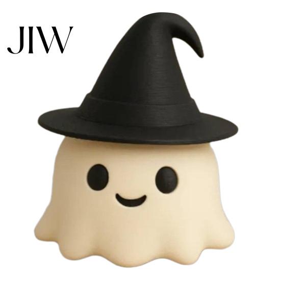 Holiday Surprises for Friends Halloween Ghost Ornament, with Wizard Hat, 3D Printed Cute Figurines, Ornaments Home Decor Compact Matte Desktop
