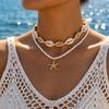 Богемные двухслойные necklaces с подвесками-звездами из рисового бисера для женщин, ручной работы, плетеные necklaces с ракушками, пляжные украшения