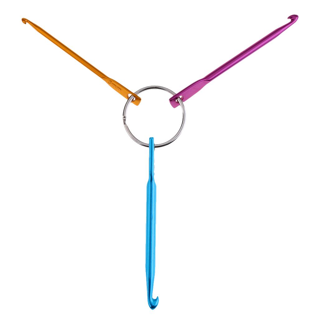 Aluminium Mini Crochet Hook Keychain Set Multi Size Knitting Needle Weave Tool for Hand Crocheting Gifts