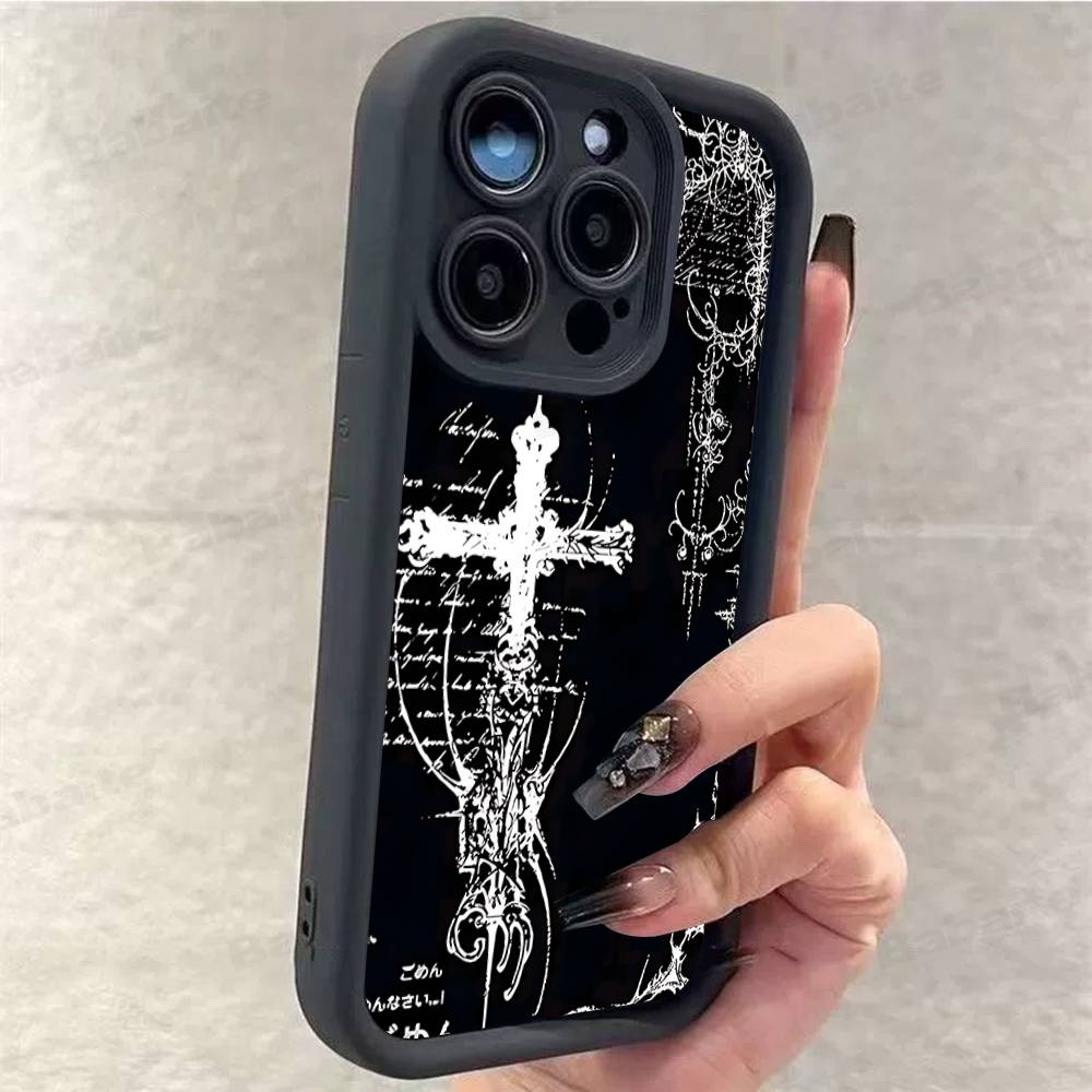 Готический Кибер Сигил Крест Для IPhone 17 16 15 14 13 12 11 Pro Max Plus Чехлы для Телефона