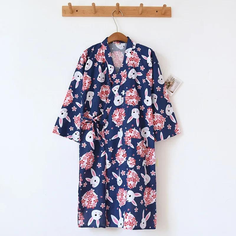 Женский хлопковый халат-кимоно, свободная домашняя одежда, пижамы, халаты для женщин, разноцветный кардиган с принтом, одежда для сна, женский халат