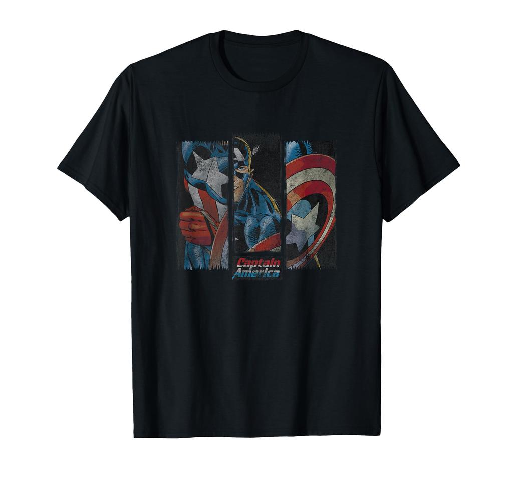Футболка с логотипом Капитана Америки Marvel Comics Retro Classic, разделенным на две части