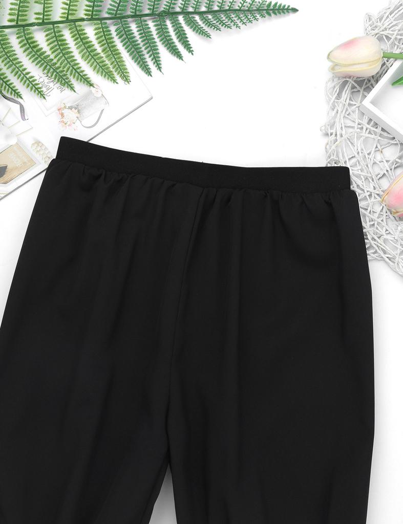 Kids Girls Solid Color Bloomers Loose Lace Trim Trousers Elastic Waistband Pants Victorian Fancy Dress-up