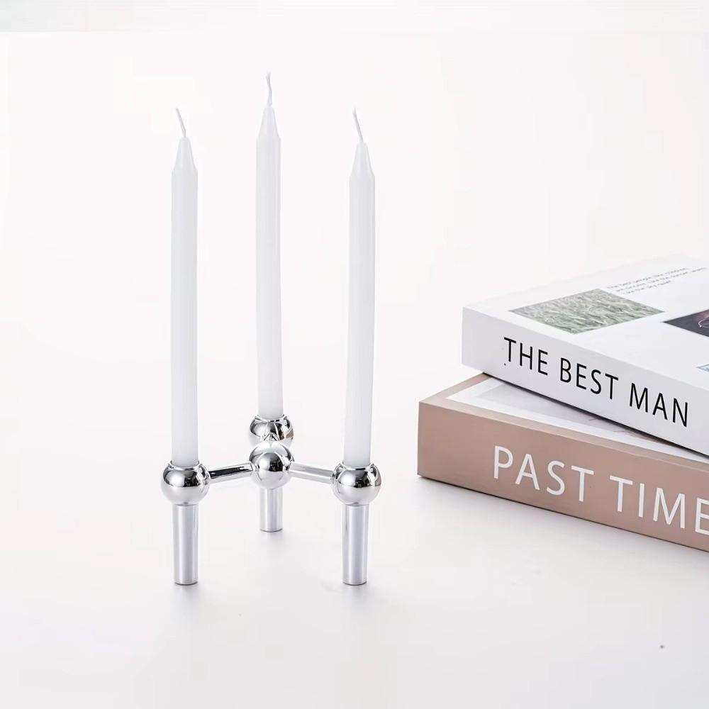 Nordic Style Candle Holder Metal Molecular Structure Triangle Candlestick Gift