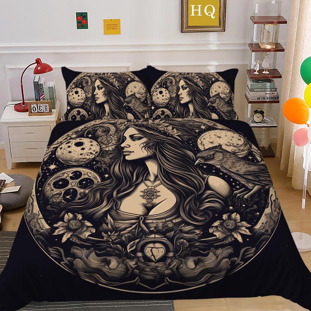 Комплект постельного белья с принтом черепа красоты 3D King Size, постельное белье из полиэстера, модное покрывало для подростков, высококачественный домашний текстиль