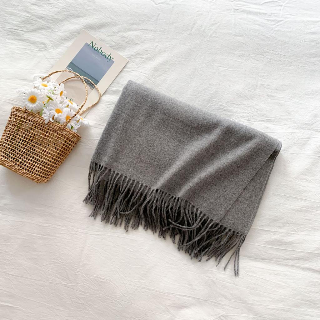 Cashmere Hand Feel Autumn And Winter Solid Color Scarf Women'S Thick Tassel Simple And Versatile Soft And Warm Imitation Cashmere Shawl