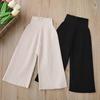 2025 Autumn Knitted Wide-leg High Waist Pants for Girls Wool Casual Flare Trousers Children Knit Rib Pant