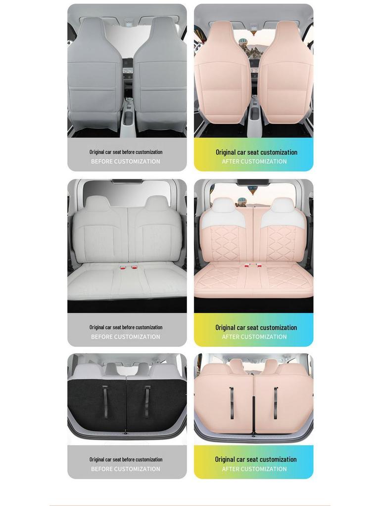 Wuling Qingkong Car Seat Cushion - Fully Enclosed Cartoon Design for All Seasons, Tailored Fit for Electric Vehicles