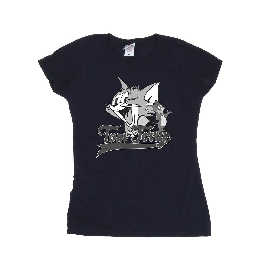 Tom And Jerry Womens/Ladies Greyscale Square Cotton T-Shirt