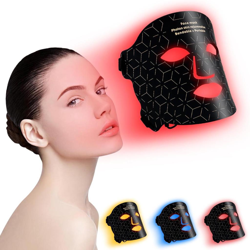 LED Color Light Beauty Mask Row Light 4-color Spectrometer Red and Blue Light Mask Instrument Photon Skin Rejuvenation Instrument Silicone Mask