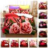 3D Flower Bedding Set Romantic Love Quilt Cover and Pillow Case 2/3 Pieces AU180 * 210 Easy To Clean Home Decoration for Girls' Rooms