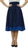 High Waist Denim Skirt Smocked Waist A-line Skirts with Washed Effect