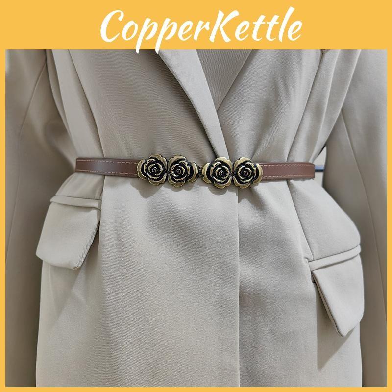 Shape Flowers Rose Buckle Women Leather Waist Belt For Everyday Fashion Wear