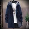 Mens Long Knit Cardigan Autumn Winter Sweater Coat Fleece Heavy Hoodie Solid Chenille Men's Fashion Jacket
