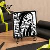 Funny Ghost Home Decor Halloween Wooden Sign with Stand, Freestanding Gothic Tabletop Sign, Table Centerpiece for Coffee Corner Bathroom Living Room