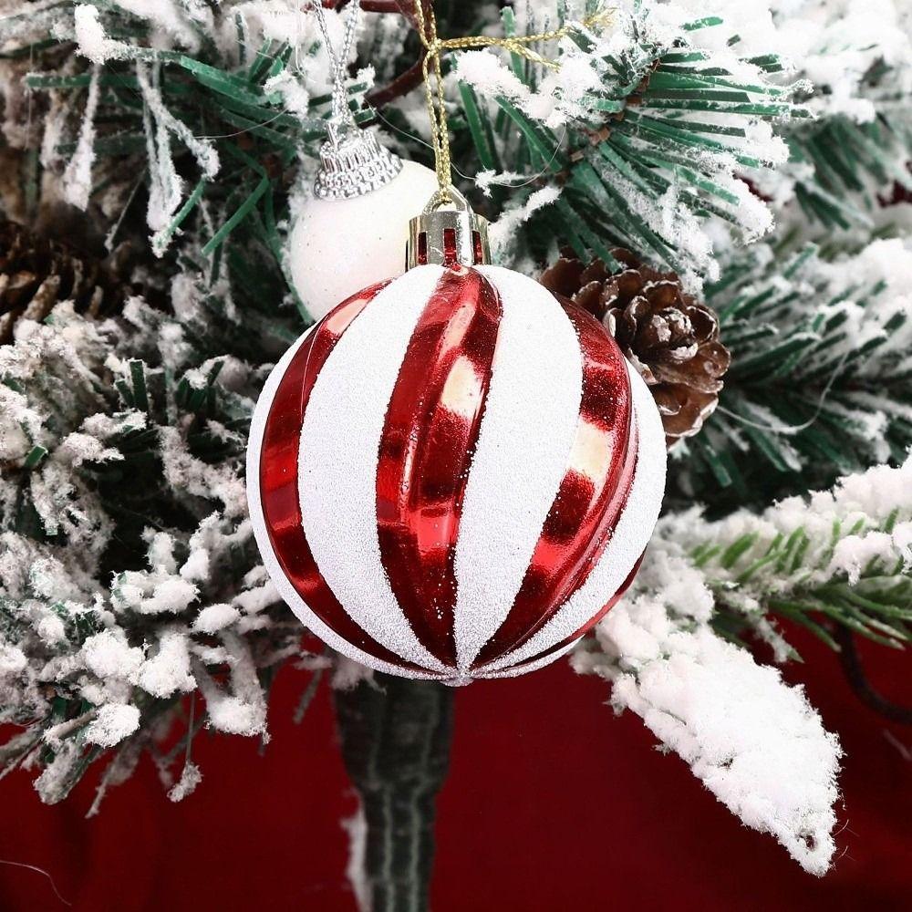 6 шт. 6 см Пластиковый Рождественский шар Расписной Праздничная атмосфера Подвесной Набор шаров для декора елки