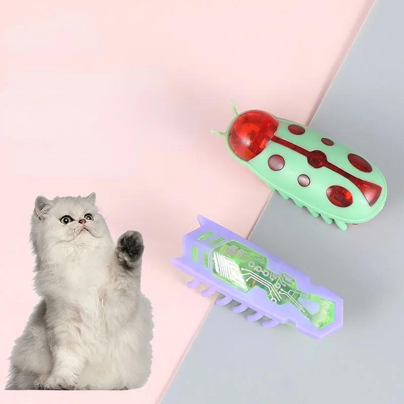 Интерактивная мини-электрическая игрушка для кошек с жуками, спасающими кошек от препятствий, автоматическая переворачивающаяся игрушка на батарейках, вибрирующая игрушка для домашних животных, принадлежности для жуков