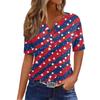 Women's T Shirt Independence Day Print Button Short Sleeve Daily Weekend Fashion Basic V- Neck Regular Top