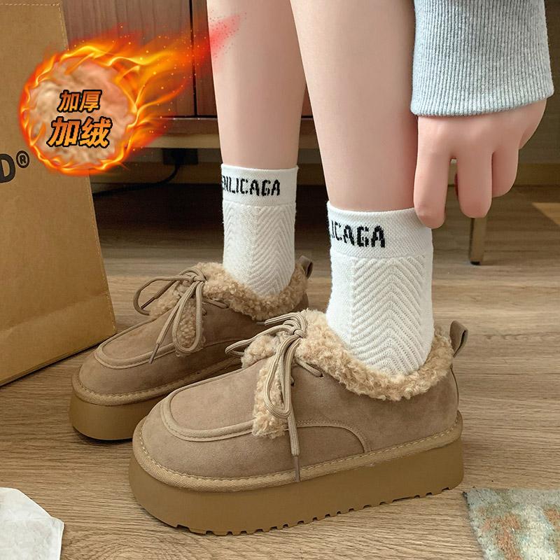 CRLAYDK Зимние новые женские ботинки на платформе для снега, сохраняющие тепло до щиколотки, замшевые ботинки с меховой подкладкой, женская обувь для прогулок и дома