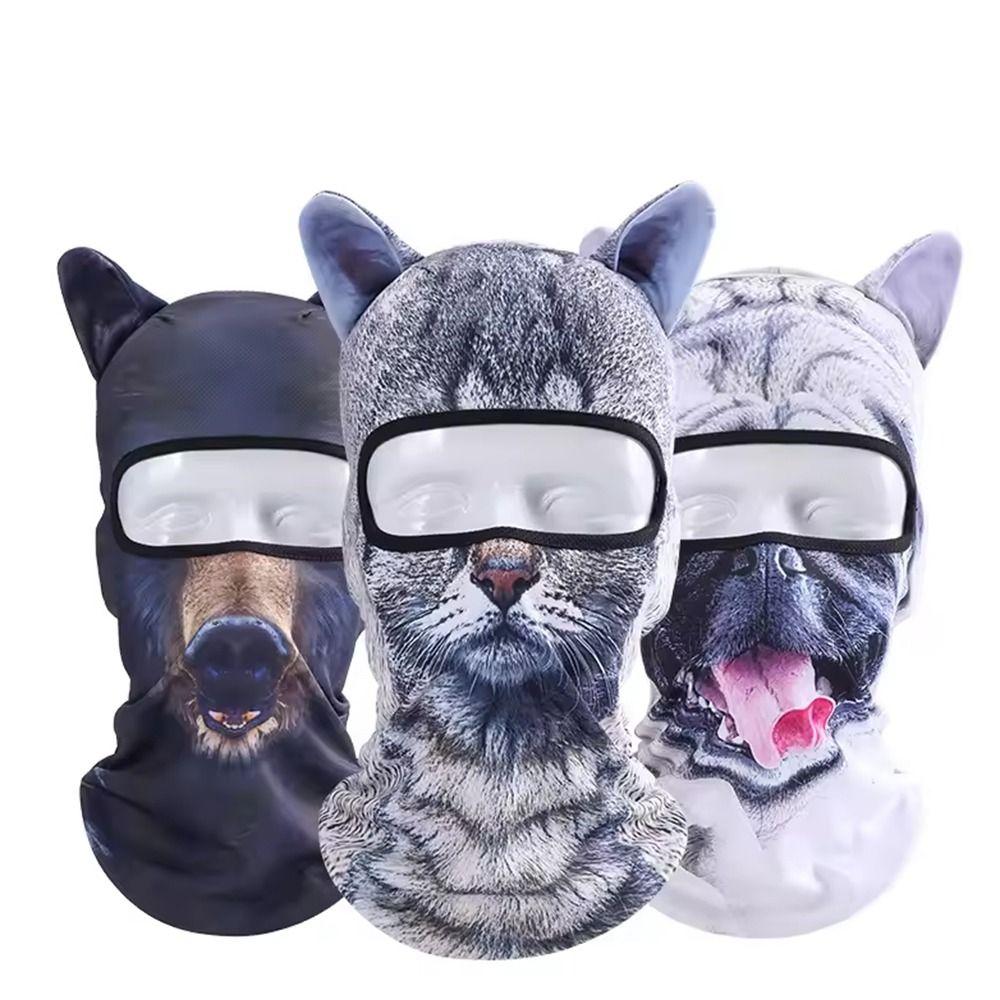 Смешная 3D Маска для лица с изображением мордочки животного Собачьи/Кошачьи уши Полное покрытие лица Велосипедный головной убор