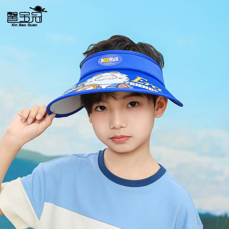 1105 summer children's hats male and female babies outdoor sunshade sunscreen hat cartoon cute big brim empty top sun hat