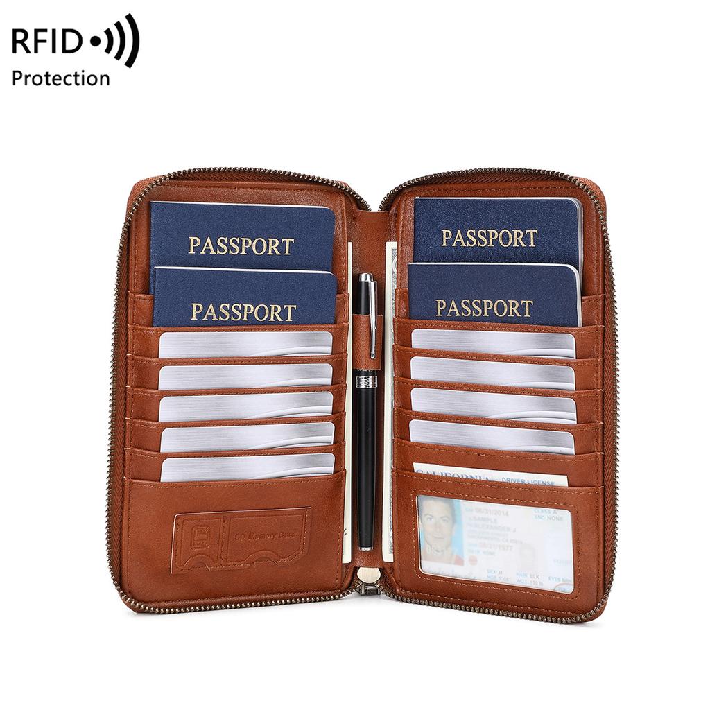 Популярный Креативный Держатель для Паспорта с Рисунком Самолета, RFID-Защитой от Кражи, Длинной Молнией, Модный Кошелек для Хранения Документов и ID-Карты