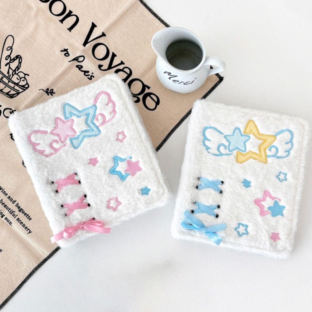 Loose-Leaf Photocard Holder Plush Angel Star Pattern Collect Book For Kpop Idol Fans