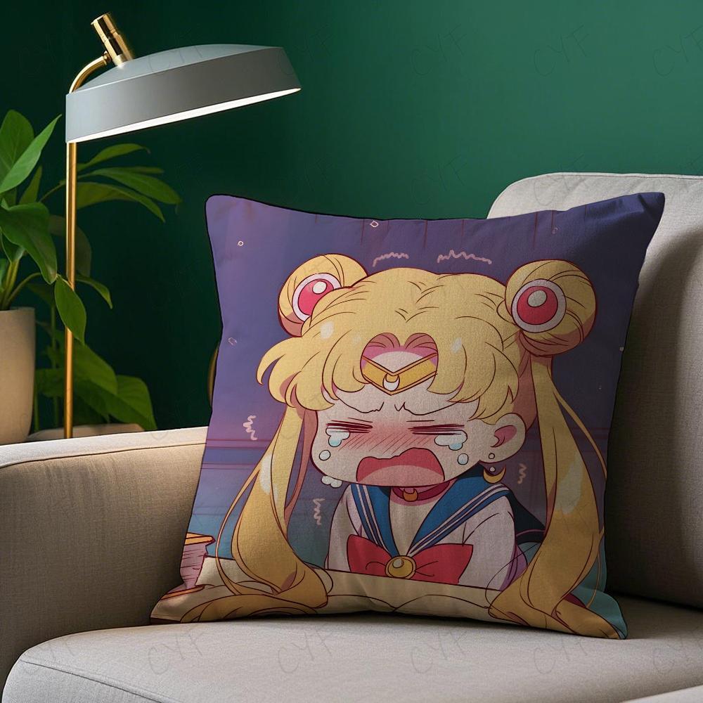 S-SAILOR Аниме M-MOON Наволочка Наволочка Клещ-пылевой клещ Подушка Невидимая молния Шелковистый короткий плюш Подушка для дивана Чехол