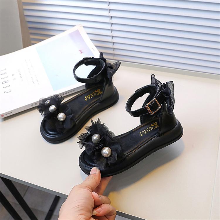 Детские летние сандалии Chic Bowtie Girl Princess Толстые пляжные сандалии Fashion Pearl Kids Causal с открытым носком Римские сандалии