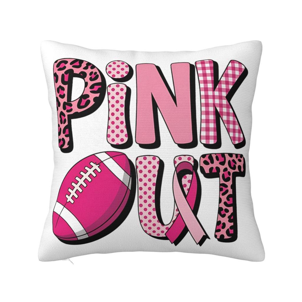 Football Breast Cancer Awareness Support Pillow Covers Car Cushion Cover Cute Pillowcase 4040