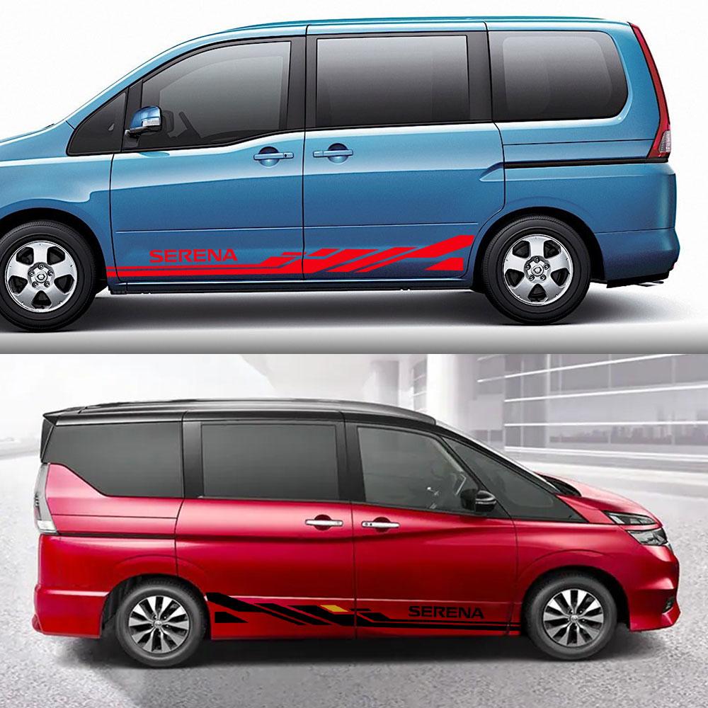 2 шт., наклейки на боковые двери автомобиля для Nissan Serena C23 C24 C25 C26 C27, аксессуары, тюнинг, длинные полосы, графика, винил