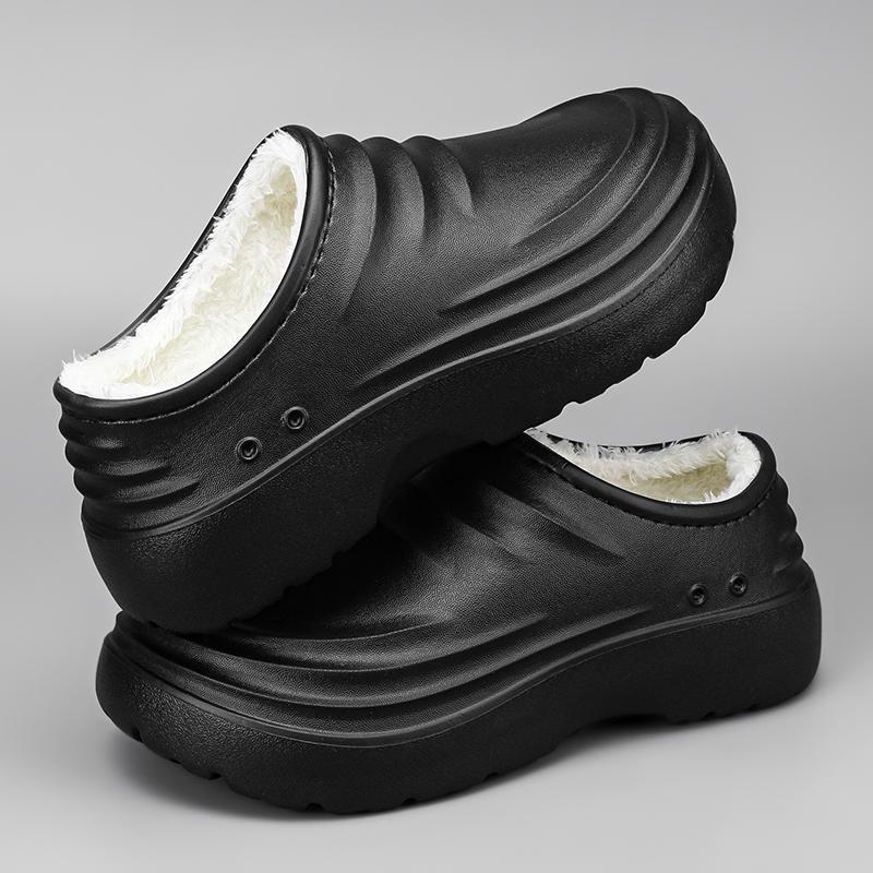 Зимние мужские тапочки Plus Velvet Теплые Водонепроницаемые Легкие Кухонные Туфли Шеф-Повара Износостойкие Рабочие Тапочки Домашние Мужские Мягкая Подошва