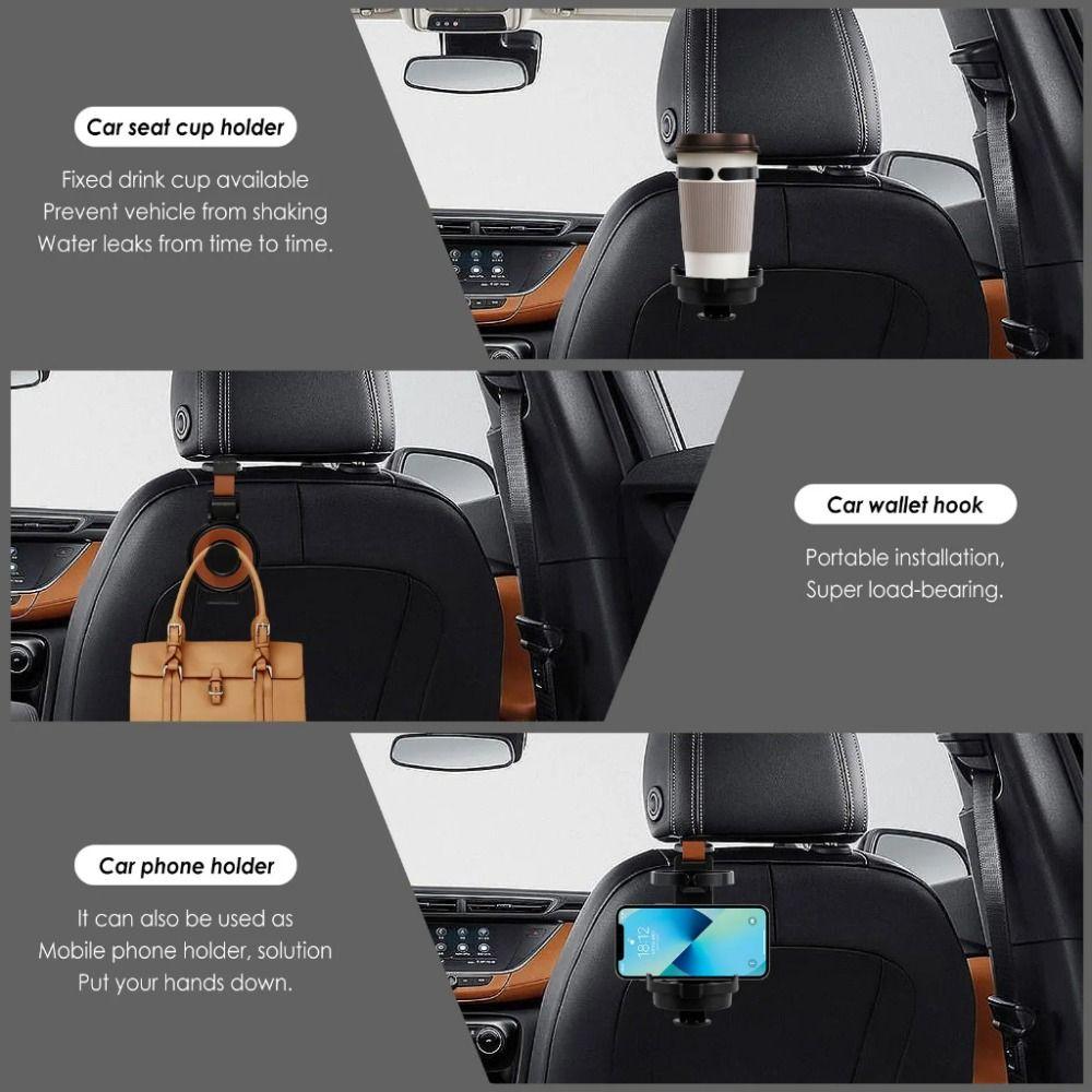 Multifunctional Car Seat Headrest Hook Convenient Portable Water Cup Holder Foldable Back Seat Organizer