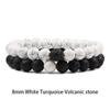 Set Bracelet Couples Distance Black White Natural Lava Stone Tiger Eye Beaded Yoga Bracelets for Men Women Elastic Rope Jewelry