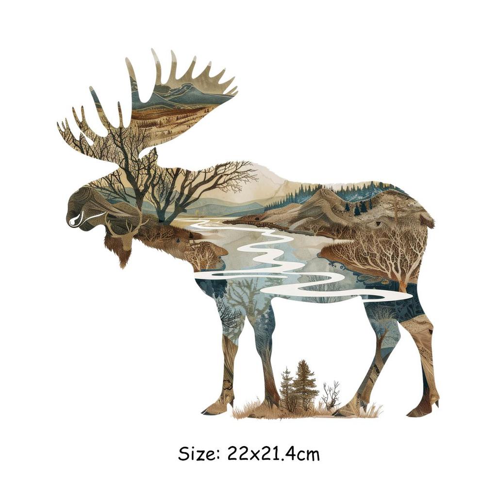 Творческие животные с пейзажем Термоперевод Винил Лесные животные Parches Ropa Футболки Толстовки Сделай Сам Одежда Наклейки Пользовательские