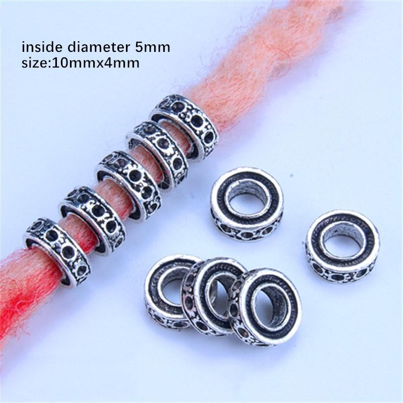 Набор из 5 серебристых металлических аксессуаров для волос с замысловатыми узорами для косичек и дредов