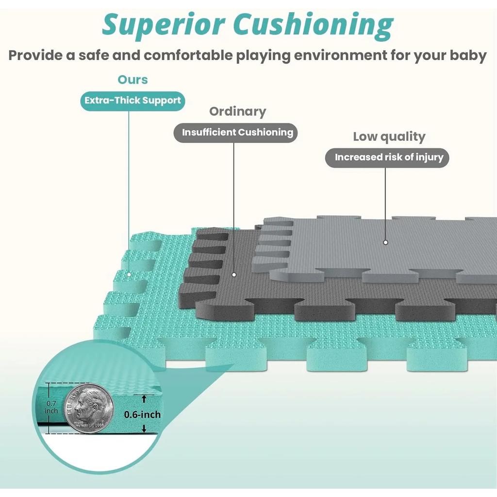 16 шт. Игровой коврик для детей на пол, Поролоновые плитки для пола для детей с замками, Квадратный поролоновый коврик-пазл для игровой комнаты