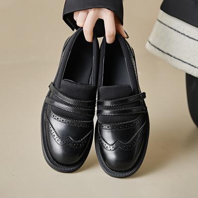 Мода 2025 Новая весна Женская обувь Круглый носок Женские туфли-лодочки Дизайн брогов Обувь для женщин Низкий каблук Лоферы Женская обувь Оксфорды