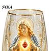 Высококачественная стеклянная посуда Кружка Faith, Прозрачная кружка без свинца, с религиозной тематикой, Позолоченные края, Стильная, Детализированная, Христианская