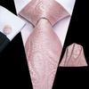 Hi-Tie Fashion Mens Wine-Red Paisley Necktie Hanky Cufflinks for Business Wedding