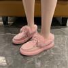 Брендовые женские туфли 2024 года, повседневные женские ботинки на платформе, флисовые, чтобы сохранить тепло, меховые женские туфли, зимние ботинки больших размеров Botas De Mujer