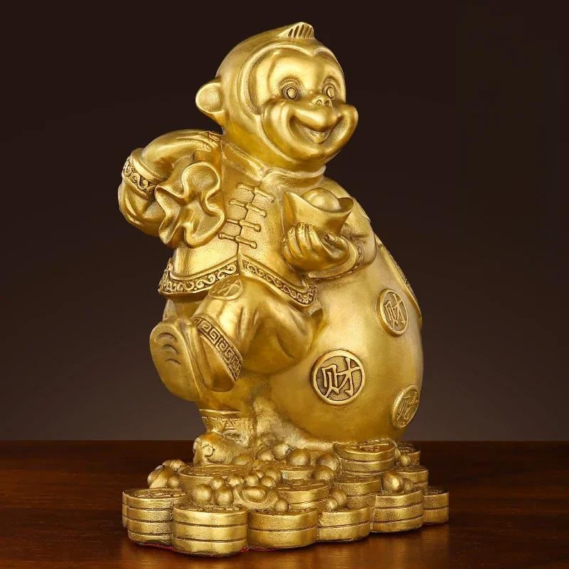 1 шт. Металлическая фигурка обезьяны в китайском стиле, Зодиакальная фигурка обезьяны, Декор для гостиной, Домашний декор, Подарок на новоселье, Аксессуары фэн-шуй