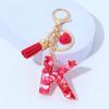 Red A-Z Alphabet Initial Letter Keychain Cute Heart Tassel Resin Charms Keyrings Handbag Charms Car Pendant Trinkets Women Gifts