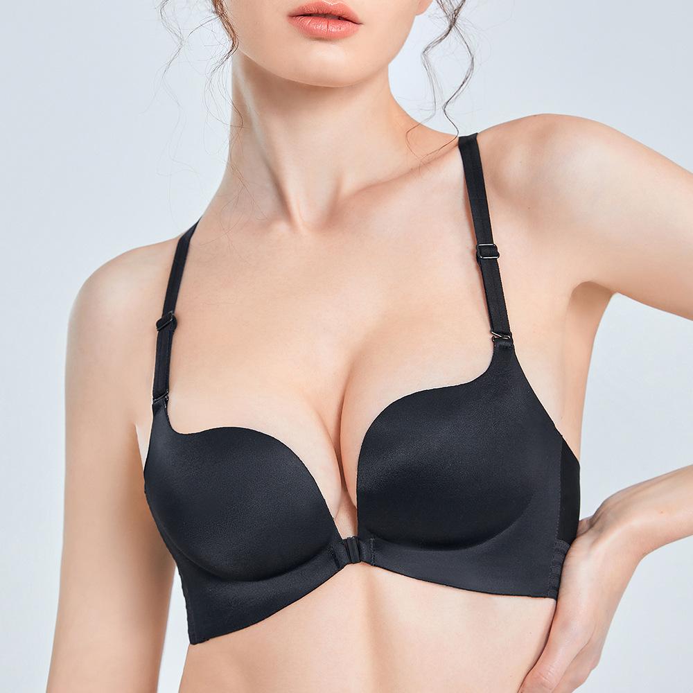 Весна и лето, новое красивое нижнее белье с пряжкой сзади и спереди, красивая грудь, сотня с глянцевым простым бюстгальтером