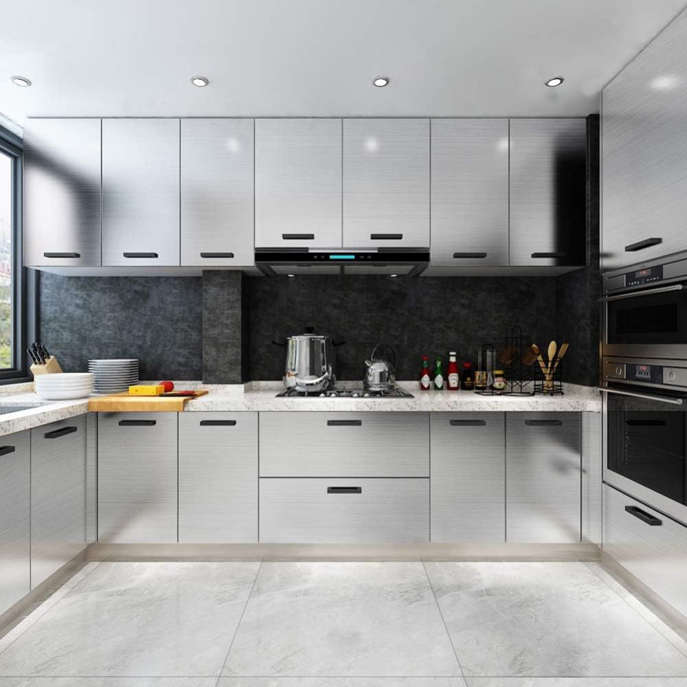 Самоклеящаяся нержавеющая сталь Контактная бумага Металлическая серебристая Клейкая Кухонный шкаф Посудомоечная машина Холодильник Защитная пленка от ржавчины