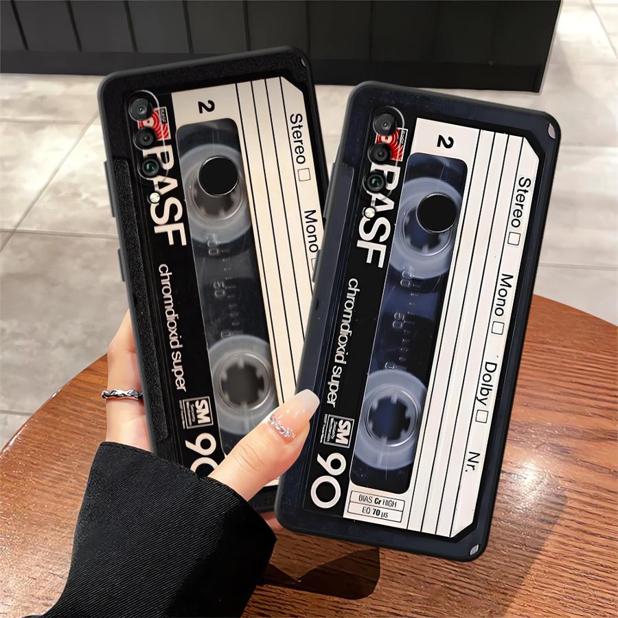Retro Cassette Tape Case for Huawei P20 P40 Lite P20 Lite 2018 P30 P20 Pro P Smart 2019 Black Soft Shell