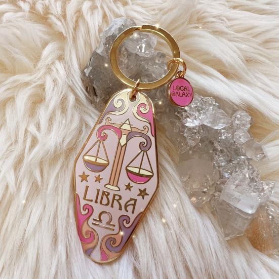 Брелок-подвеска «Зодиак» с узором двенадцати созвездий, ретро-брелок для ключей мотеля «Зодиак», эмалевое кольцо для ключей в богемном стиле