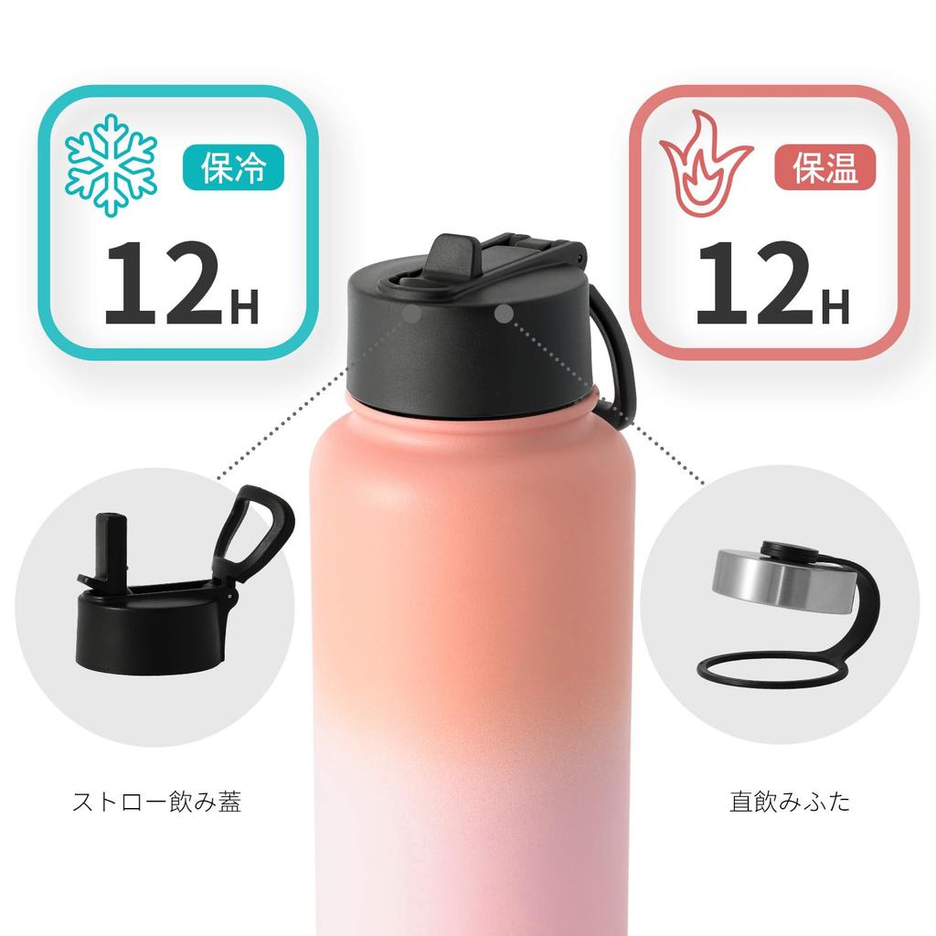 BOTTLE BOTTLE 1 Liter Stainless Steel Water Bottle for Direct with Vacuum Perfect for Sports and Pink Girls, Drinking, Straw, Insulated, Double-Walled