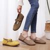 Spring and Summer Soft Bottom Round Head One Pedal Gentle Shallow Mouth French Flat Bottom Wrinkled Single Shoes Round Head Non-slip Soft Sole Ca
