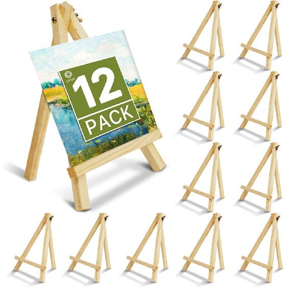 Conda 6 Pack 9 Inch Mini Wooden Display Easels, A-Shaped Mini Easel Stand for Small Painting, Painting Party Easel for DIY Crafts, Photos, Gift,